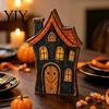 Decorative Wood Souvenirs Halloween Haunted House/Cute Ghost Wooden Table Ornaments, Rustic Farmhouse Tiered Tray Vintage Distressed Crafts