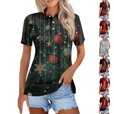 Women's Fashion Casual Lapel Short Sleeve Print Shirt Women's Button Up Tops