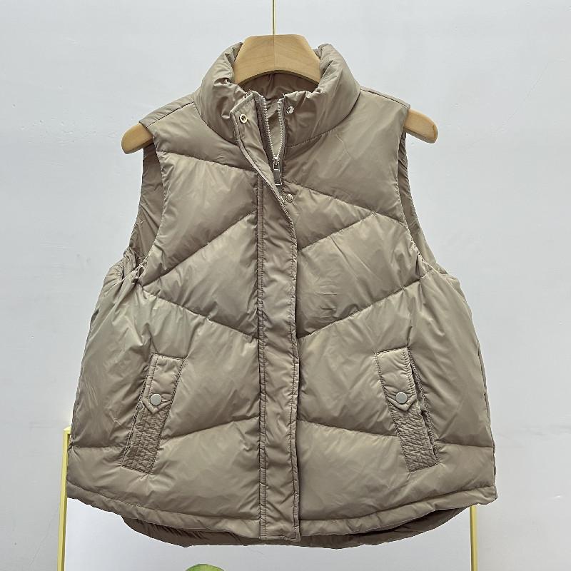 Autumn and winter new down vest women's loose stand-up collar versatile white duck down vest outer vest solid color