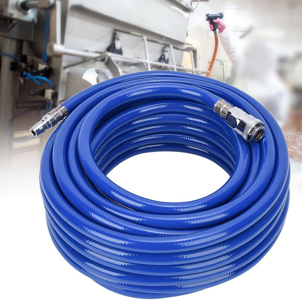 15M Blue Flexible Pneumatic PVC Hose with Quick Connector for Air Compressor
