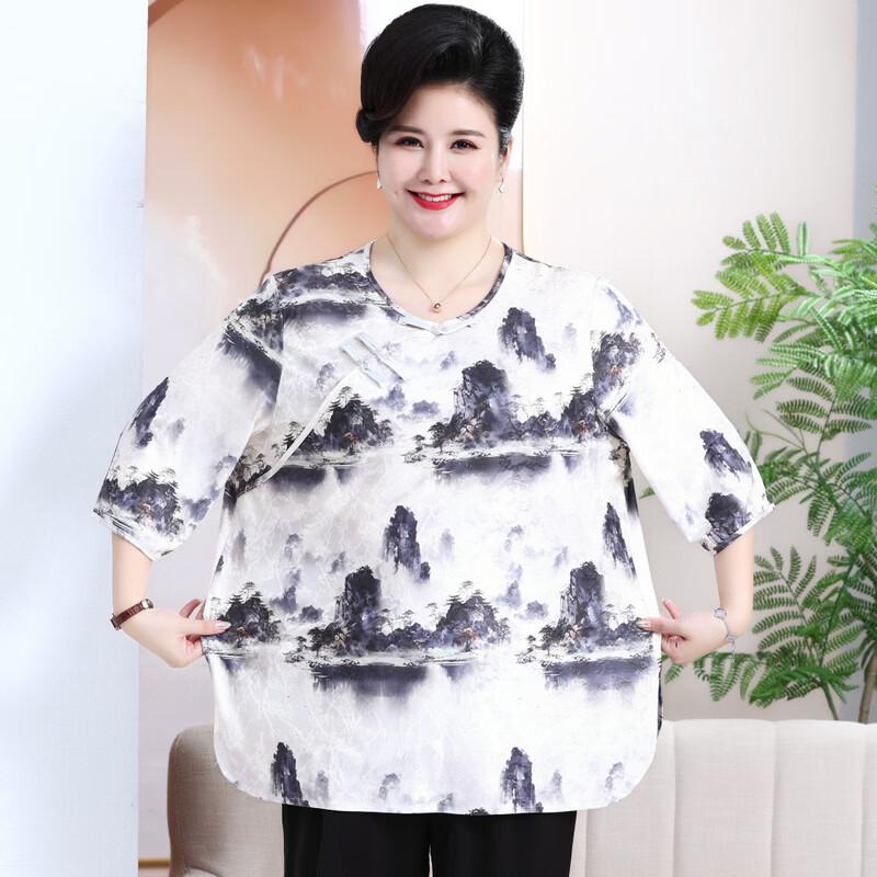 Lansha Plus Size Summer Loose Outfits for Middle-Aged Women