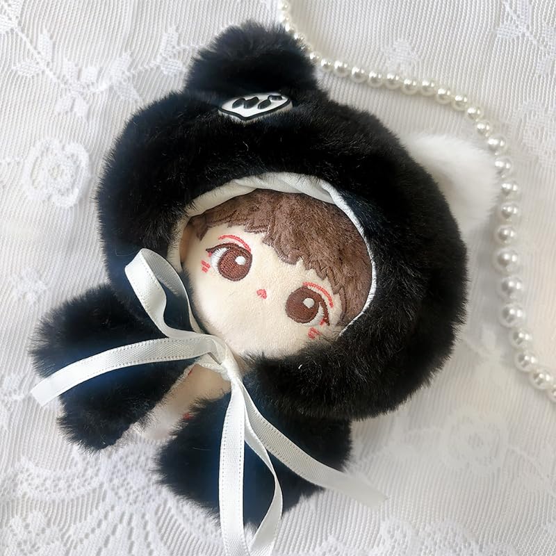 Puszyste kocie ponczo, czarne, dla 10cm pluszowej zabawki [Przedmiot]