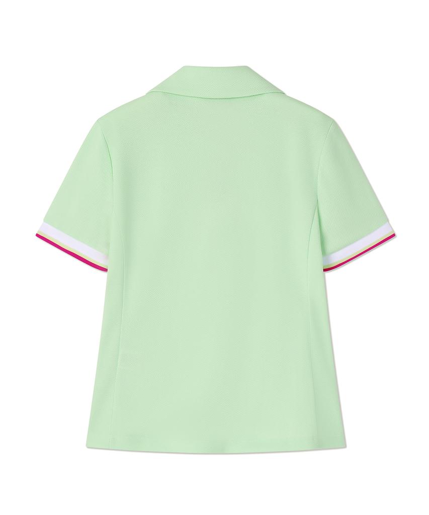 Antomas Atms Half-Zip Collared T-Shirt For Women - Lime