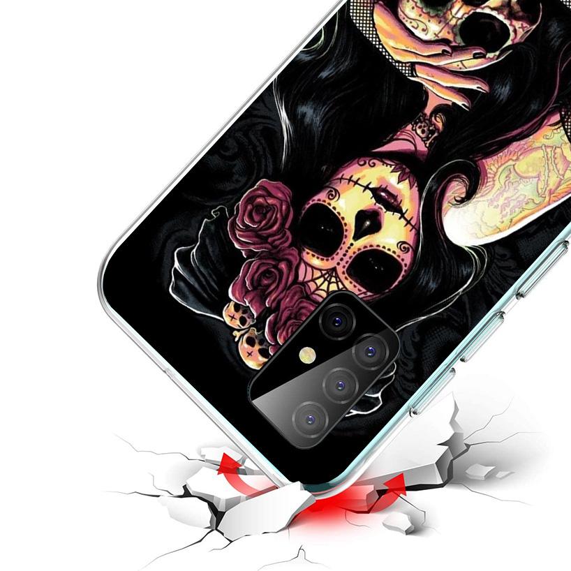 Catrina Beautiful Rose Girl Skull Phone Case For Samsung Galaxy A17 A16 A15 A14 A13 A57 A56 A55 A54 A53 A37 A36 A35 A34 A33 A26