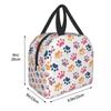 Pet Paw Pattern Animal Imprint Insulated Lunch Bag for School Office Dog Footprint Gift Picnic Thermal Cooler Lunch Box Women