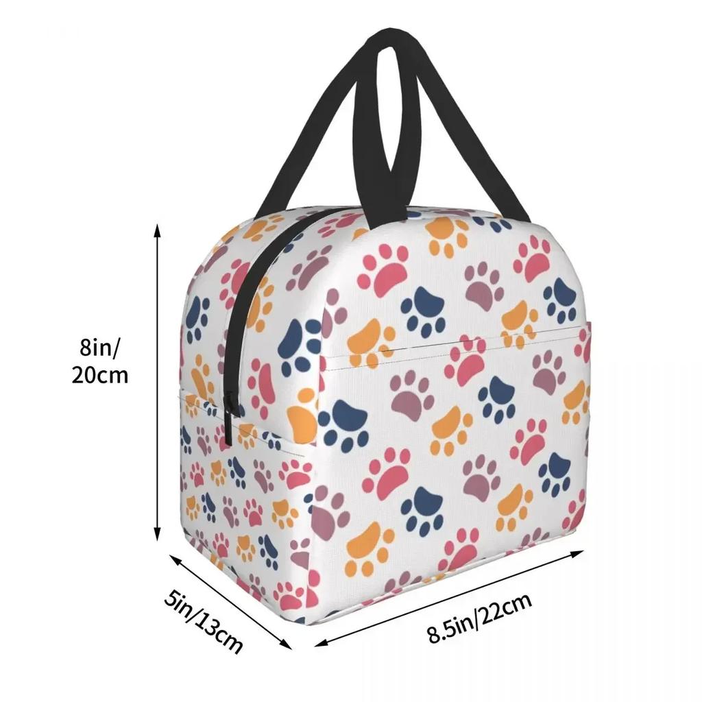 Pet Paw Pattern Animal Imprint Insulated Lunch Bag for School Office Dog Footprint Gift Picnic Thermal Cooler Lunch Box Women