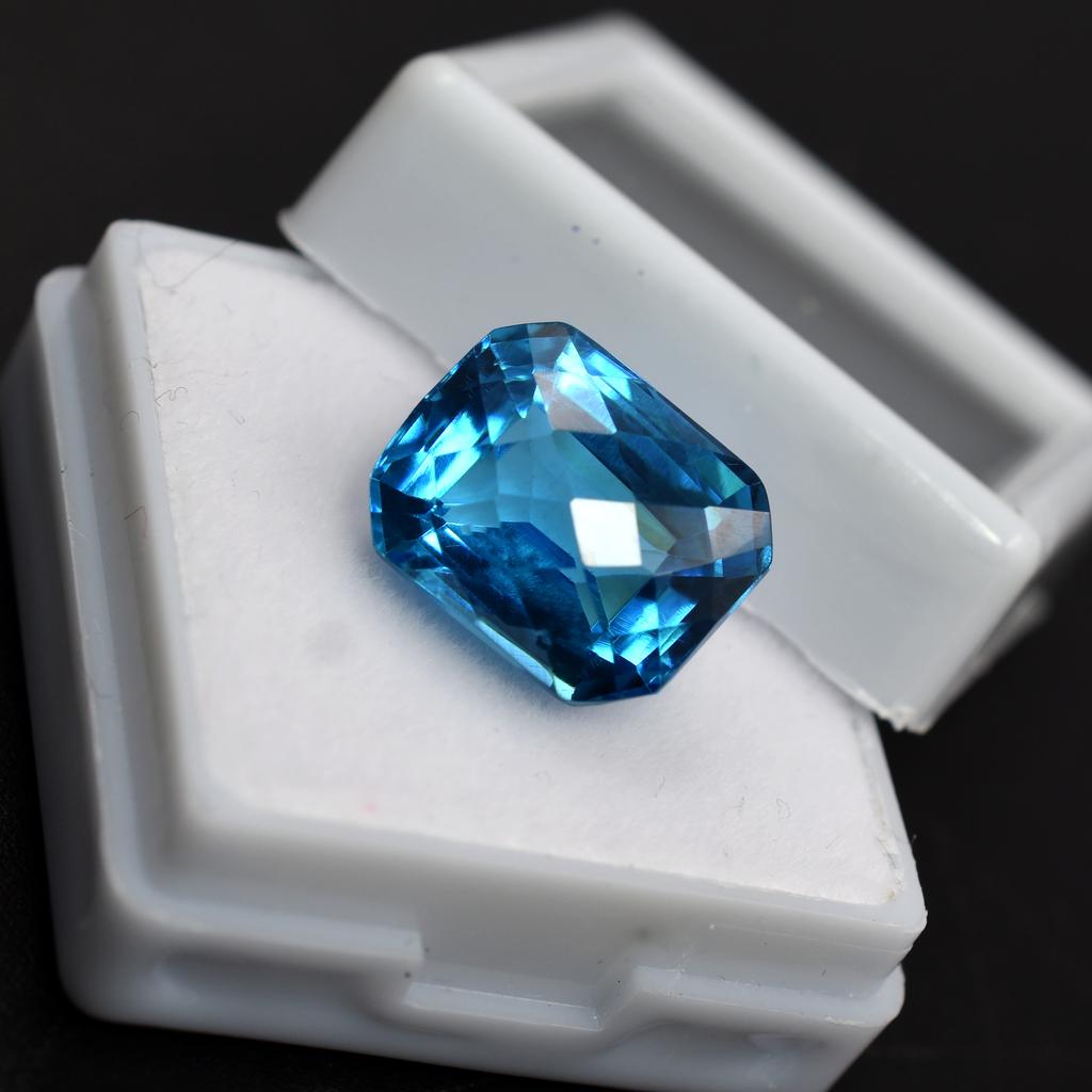 Natural Blue Sapphire Loose Gemstone Emerald Cut 11.45 ct September Birthstone for Gem Collections