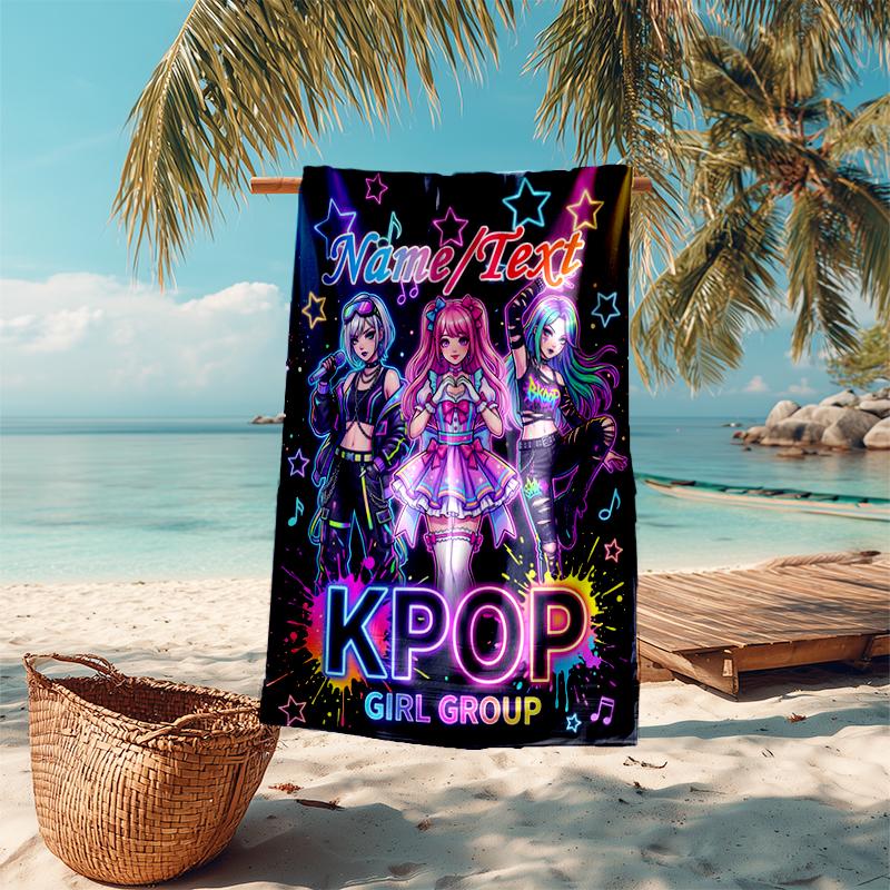 1PC Custom Name Kpop Girl Group Stars Beach Towel Highly Absorbent And Sand-Resistant Towel for Swimming, Pool, Yoga, And Travel Lightweight