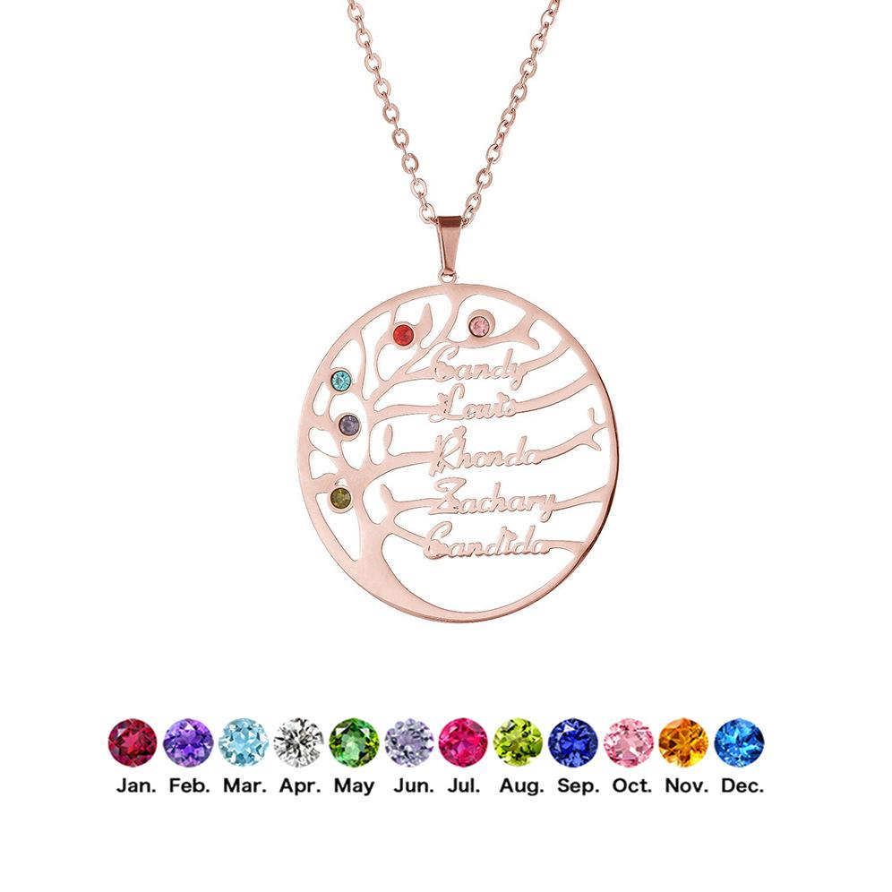 SQ Customized Tree Life Stainless Steel Bamboo Wedding Plant Shape Name Resin Alphabet Pendant Necklace Cross-border Exclusive