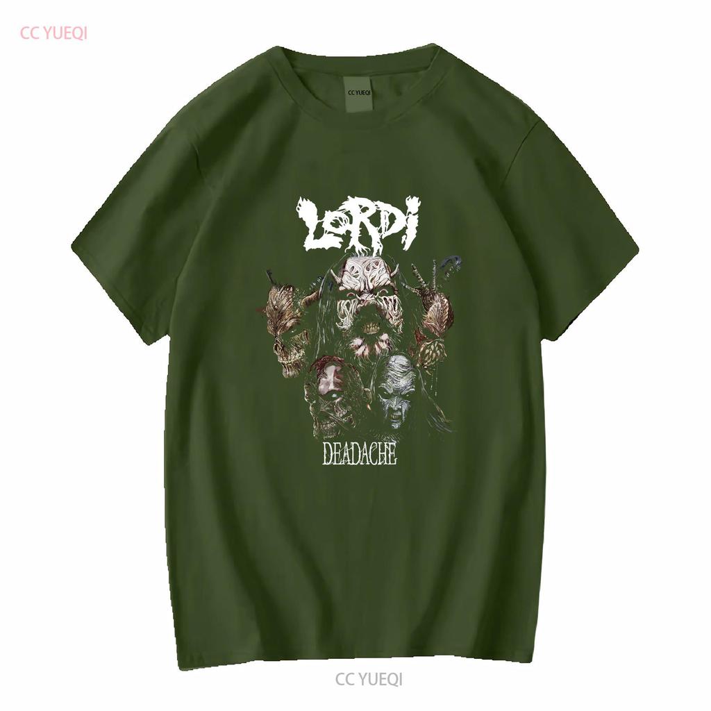 Lordi Deadache 90s 00s Concert Tour Metal Band Black T Shirt faded vintage Washed Breathable Unisex Soft streetwear Casual