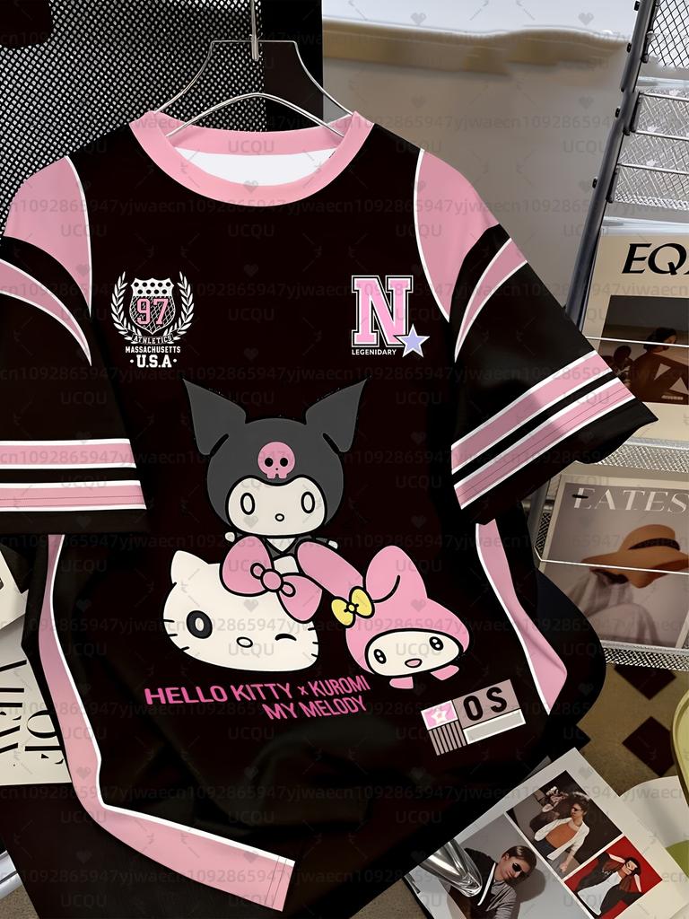 Summer Women's Casual Hello Kitty 3D Print Cute T-shirt, Outdoor Sports T-shirt, Crew Neck T-shirt