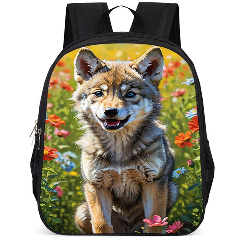 Large Capacity Wolf Animal Backpack For Kids Lightweight And Comfortable Oxford Fabric