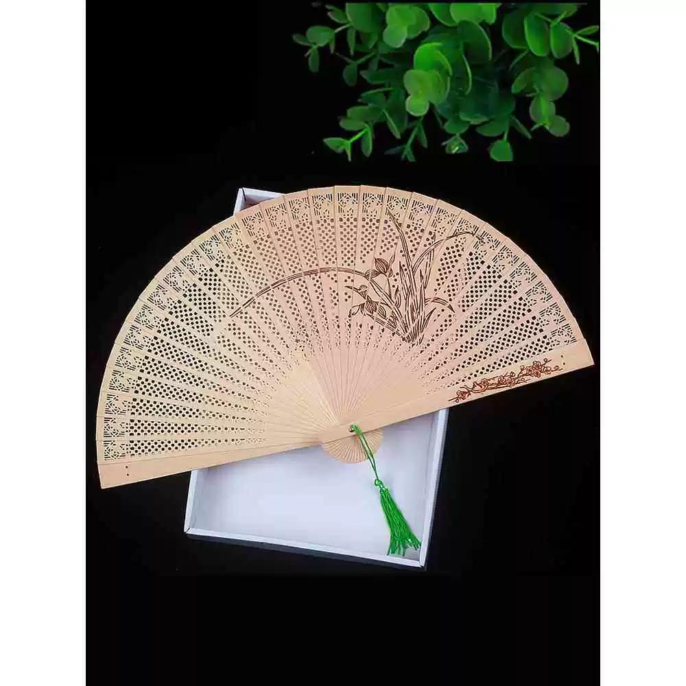 Chinese Style Handmade Small Women's Incense Wood Fan, Sandalwood Fan, Ancient Style Folding Fan, Hollow Classical Women's Fan, Portable