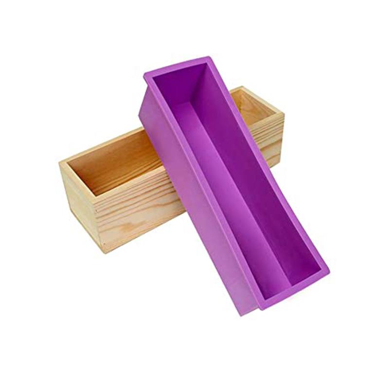 

Silicone Soap Molds Kit Flexible Rectangular Loaf Comes With Wood Box Cutter DIY Tool For CP And MP Making Supplies