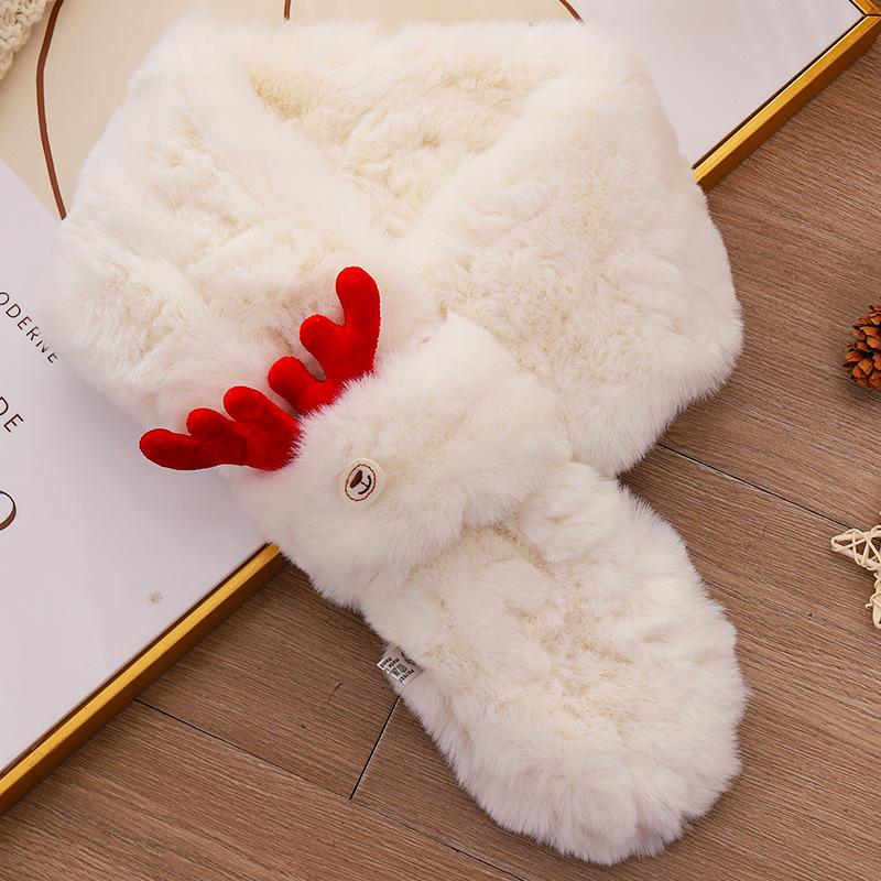 

Christmas atmosphere red elk horn plush scarf thickened scarf female winter versatile student warm