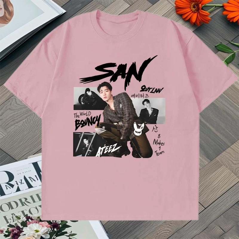 Fashion Summer 2026 Ateez World Tour Graphic Printed Oversized Tshirt Crew Neck 100 Cotton Short Sleeve Tshirts Unisex Tops