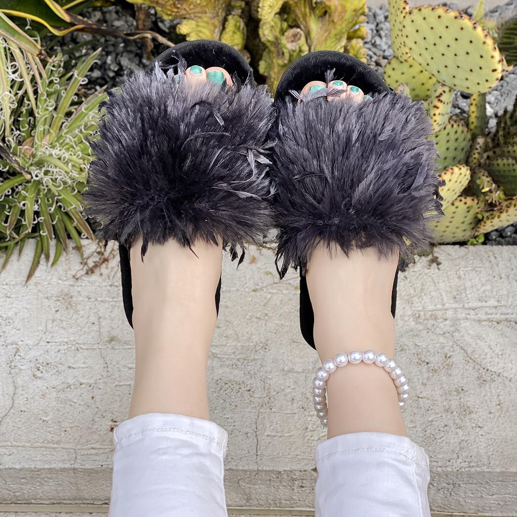 Fashion Women Slippers Warm Slides Casual Flat Low Heels Shoes for Women Solid Fur Short Plush Women Shoes Plus Size