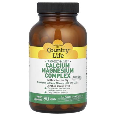 Target-Mins Cálcio Magnésio Complexo, com Vitamina D3, 90 Comprimidos