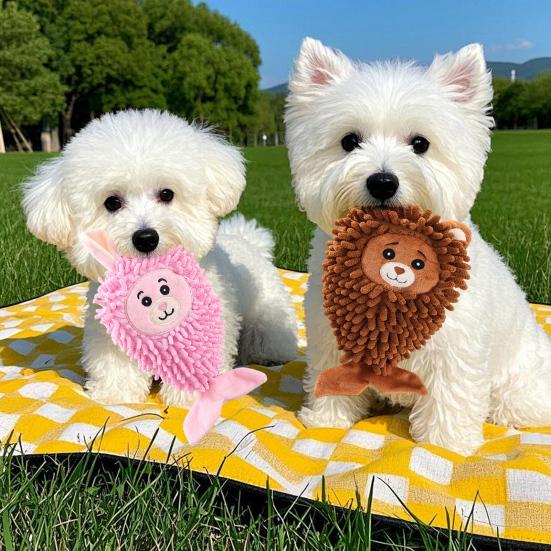 Plush Squeaky Dog Toy Mop Fish Shape Stuffed Crinkle Chew Toy for Aggressive Chewers Interactive Puppy Teeth Cleaning Toy for Small Dogs