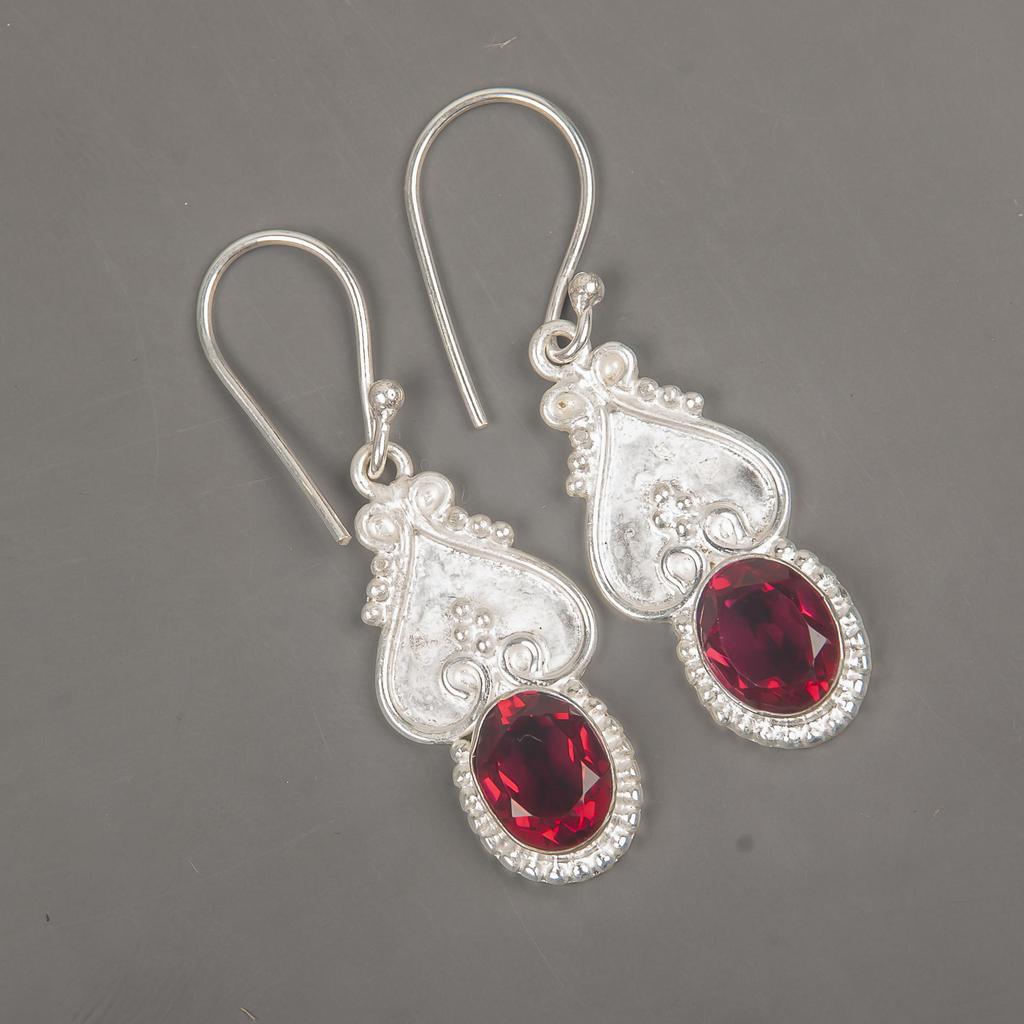 Schmuck mit rosa Rubellit-Edelstein, Ohrringe aus 925er Sterlingsilber, handgefertigte charmante Ohrringe, böhmische Rubellit-Ohrringe als Geschenk für Oma