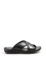  Inside And Outside Genuine Leather Black Classic Cross Men's Slippers