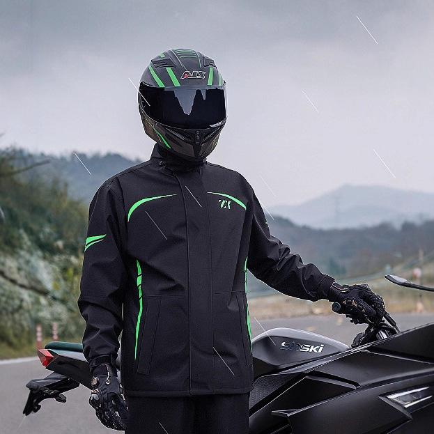 Qi An Ga Mian Adult Reflective Waterproof Cycling Raincoat and Pants Set