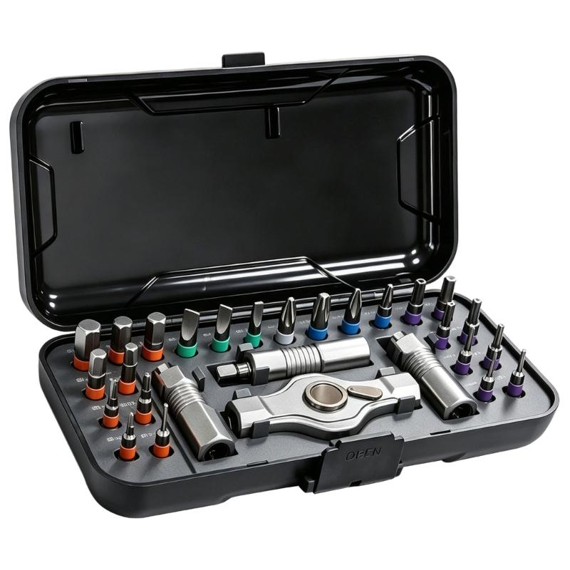 Manual Screwdriver Head Set with Storage Case, Reversible Handle and Magnetic Tip Support for Home Maintenance