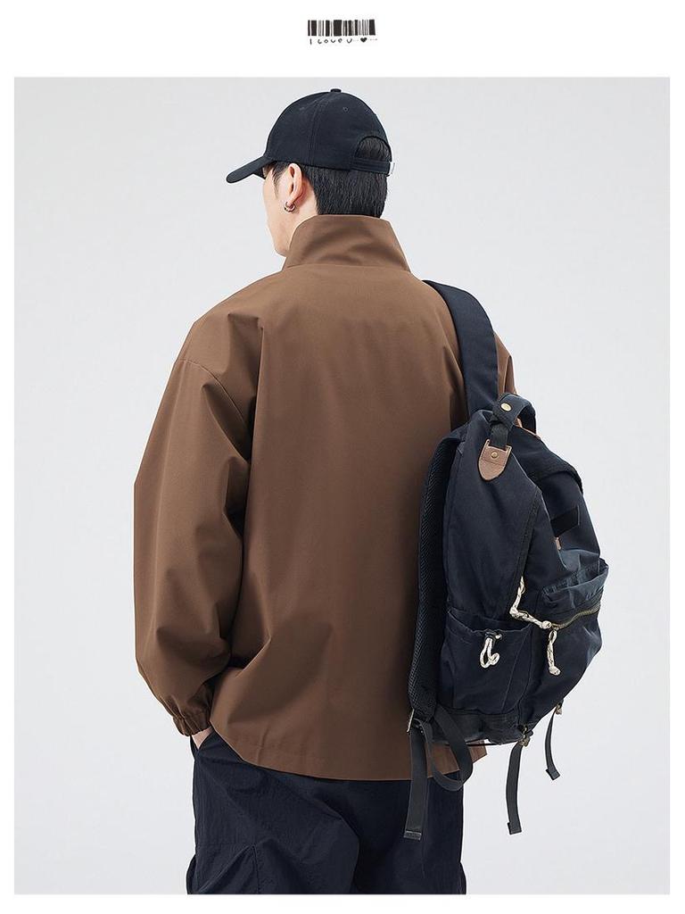 Męska modna kurtka casual ze stójką na wiosnę/jesień 2024