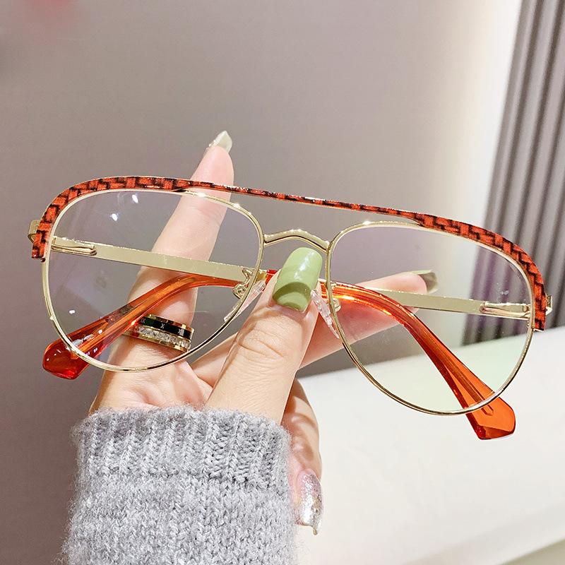 

Female Reading Eyeglasses Premium Quality-Made Metal Frames Retro Orange Pilot Glasses Male Prescription Computer Eyeglasses Anti- Blue Lightweight 0