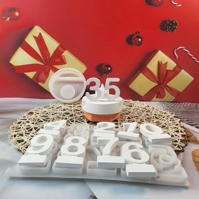 Birthday Cake Silicones Molds Sqaure Base Molds, Number Silicones Molds for Candle Holder Tealight Holder Decorations
