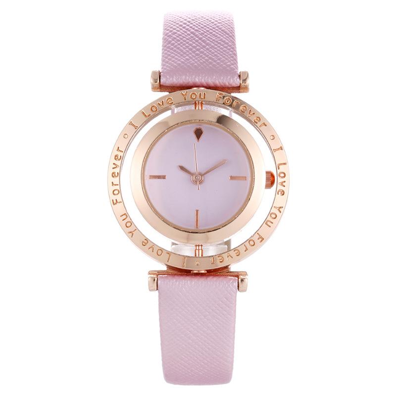 

Fashion rotatable dial women s watch women s watch quartz watch belt processing customization рожевий