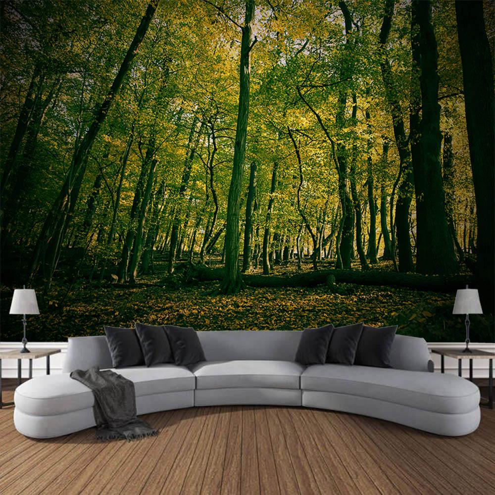 Natural Forest Waterfall Tapestry Bohemian Jungle Wall Hanging Home Art Decoration Living Room Bedroom Background Poster