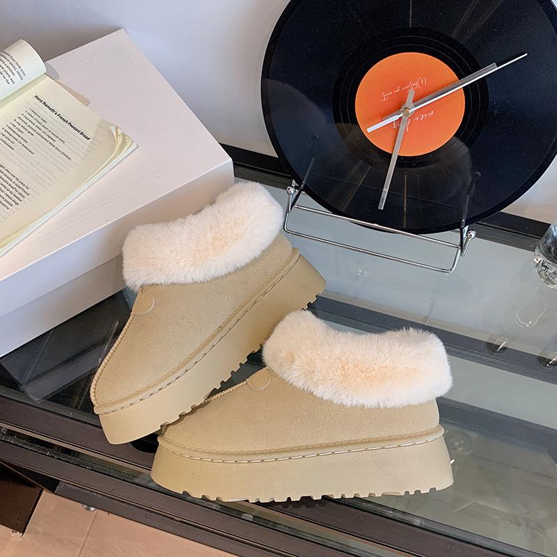 Women's Fur Mouth Large Size Soft Sole Winter Warm Fur Snow Boots Padded Lined Ankle Boots Non-Slip Hiking Casual Sports Cotton Boots