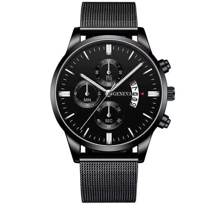 Blue Men S Mesh Strap Watch Men S Quartz Calendar Watch Fashion Business Watch