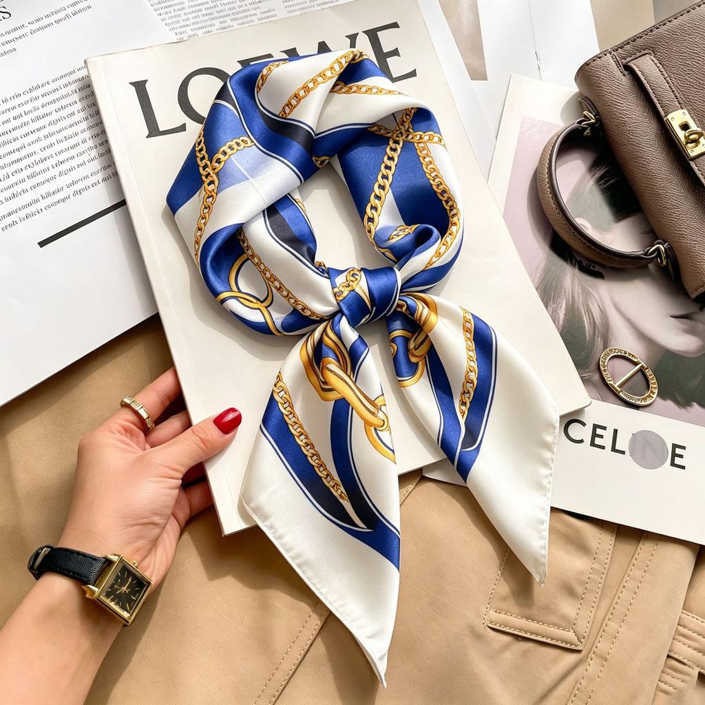 Spring and Autumn thin flight attendant occupation small scarf headscarf small square scarf female foreign style literary Korean versatile cartoon sil