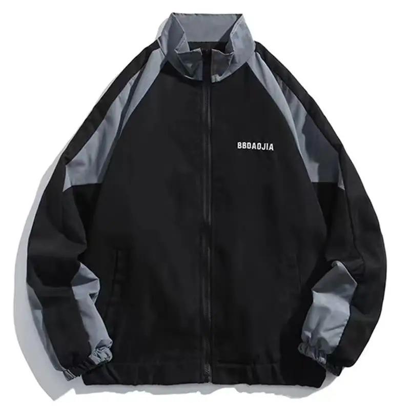 

Zipper Jacket Trench Coat Sport Black Blue Cool Windbreaker Street Hip Hop Style Coat Men Women Universal Couple M чёрный