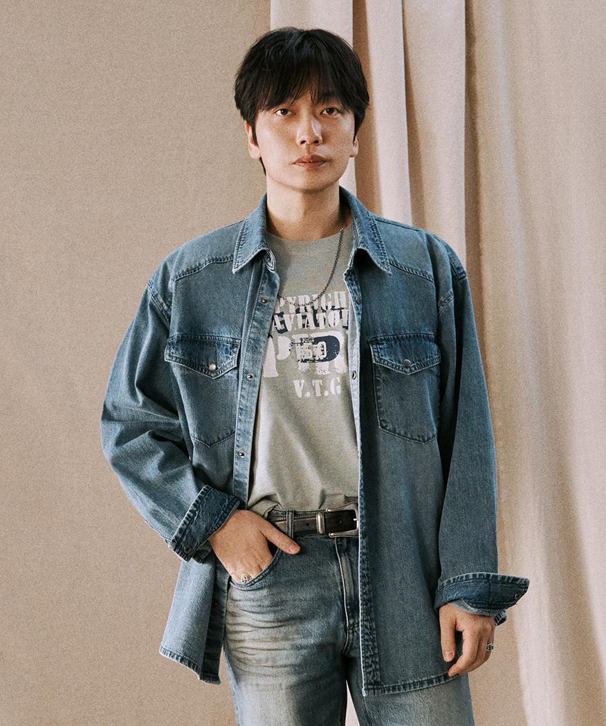 Burkeru Two-Pocket M-Tone Denim Shirt Indigo Indigo/Indigo_Xl