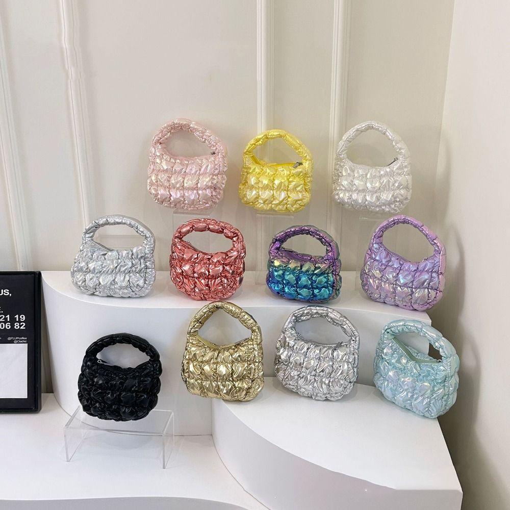 Mini Cloud Bubble Handbag Nylon Underarm Bag Sweet Pleated Cloud Bag  Office Worker