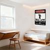 Crazy Chicken Lady Warning Sign Metal Tin Sign, Vintage Style Warning Plaque with Black Background, Red Caution Oval, Woman In H