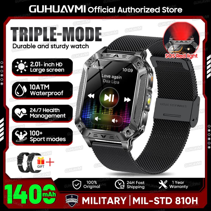 Orologio Smart Sportivo da Uomo per Esterni Batteria Grande 1400mAh Impermeabile Chiamata Vocale Musica Ossigeno nel Sangue Sport Smartwatch uomo donna Fitness