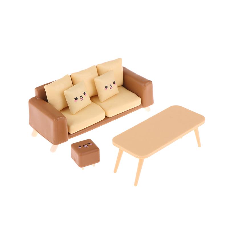 1/12 Dollhouse Mini Çay Masası Sandalye Kanepe Modeli Dollhouse Oturma Odası Dekorasyonu Bebek Evi Mobilya Aksesuarları
