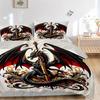 3pcs Black Dragon with Sword Print Cover Set Ultra Soft, Breathable, and Comfortable Bedding with Stylish Design for Bedroom and Guest Room Decor