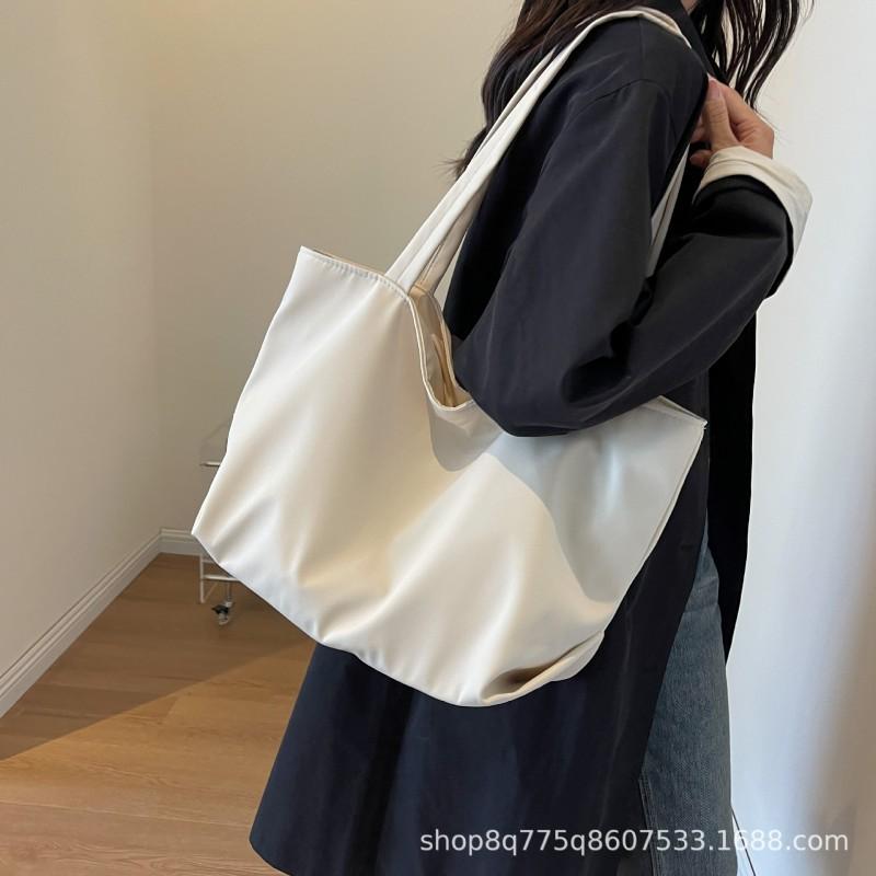 

Large-capacity Cross-border Women s Shoulder Bag All-matching Solid Color Nylon Tote Students commuting Handbag Class покинуть белый