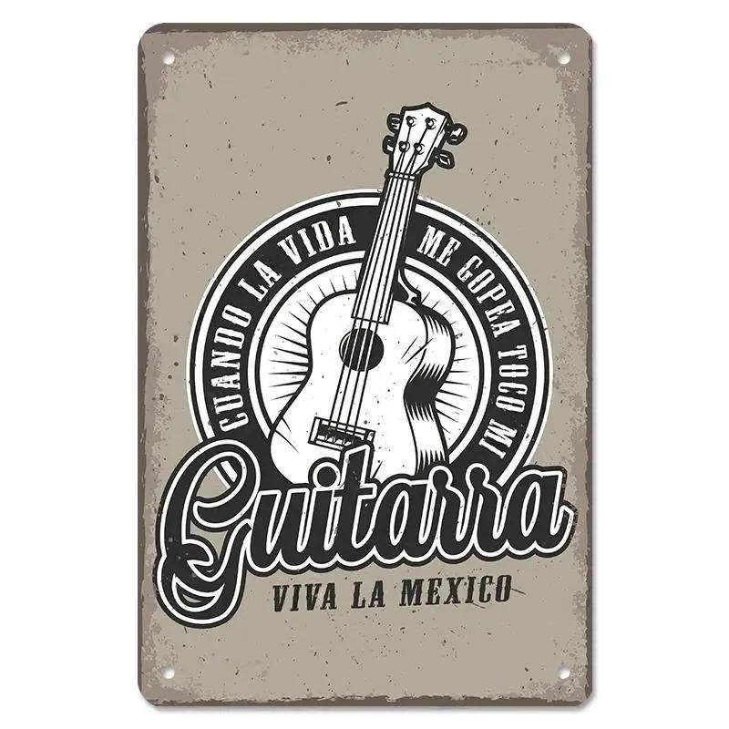 Rock Guitar Vintage Tin Sign Music Poster Wall Plaque Retro Tinplate Crafts Decor for Bar Garage Club Night Rock Party