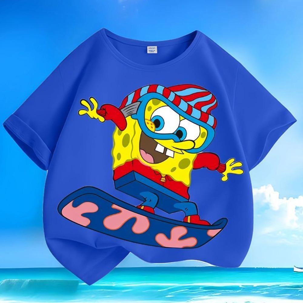 

Skateboard print summer loose short sleeved round neck casual top T-shirt 140