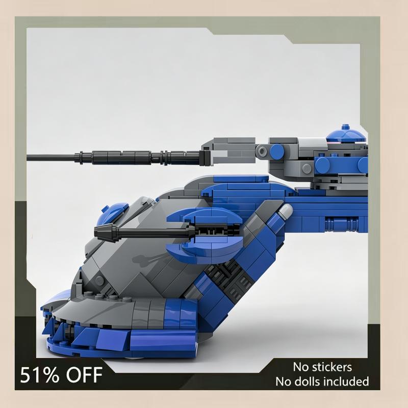 606PCS Blue Battle Tank Sci-Fi Armor MOC Building Blocks Vehicle DIY Assembly Creative Puzzle Gift