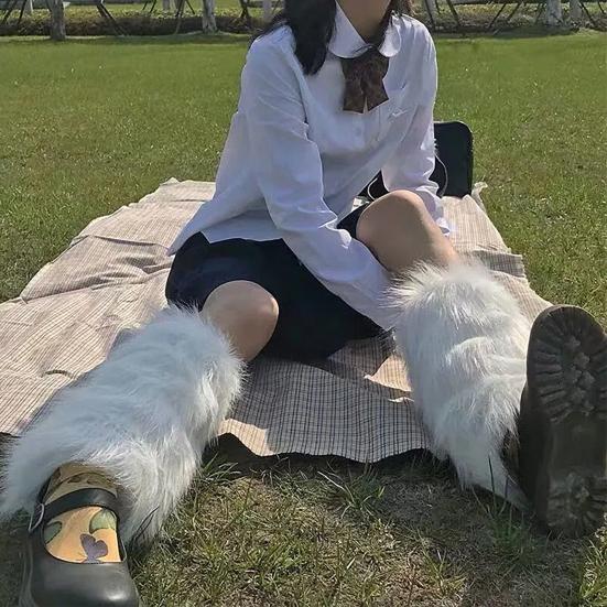 Fuzzy Leg Warmers Women Knee Length Faux Fur Leg Warmers Winter Long Boots Shoes Cuff Cover for Girls Street Party Daily Wear