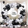 Black White Balloons Garland Metal Silver Confetti Ballon Arch Kit Graduation Birthday Party  New Year Eve Home Party Decoration