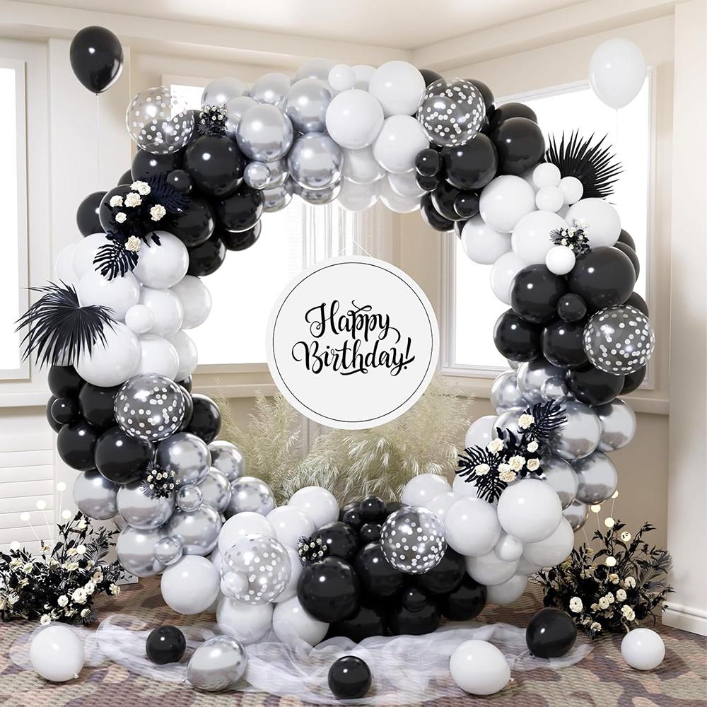

Black White Balloons Garland Metal Silver Confetti Ballon Arch Kit Graduation Birthday Party New Year Eve Home Party Decoration AS Picture