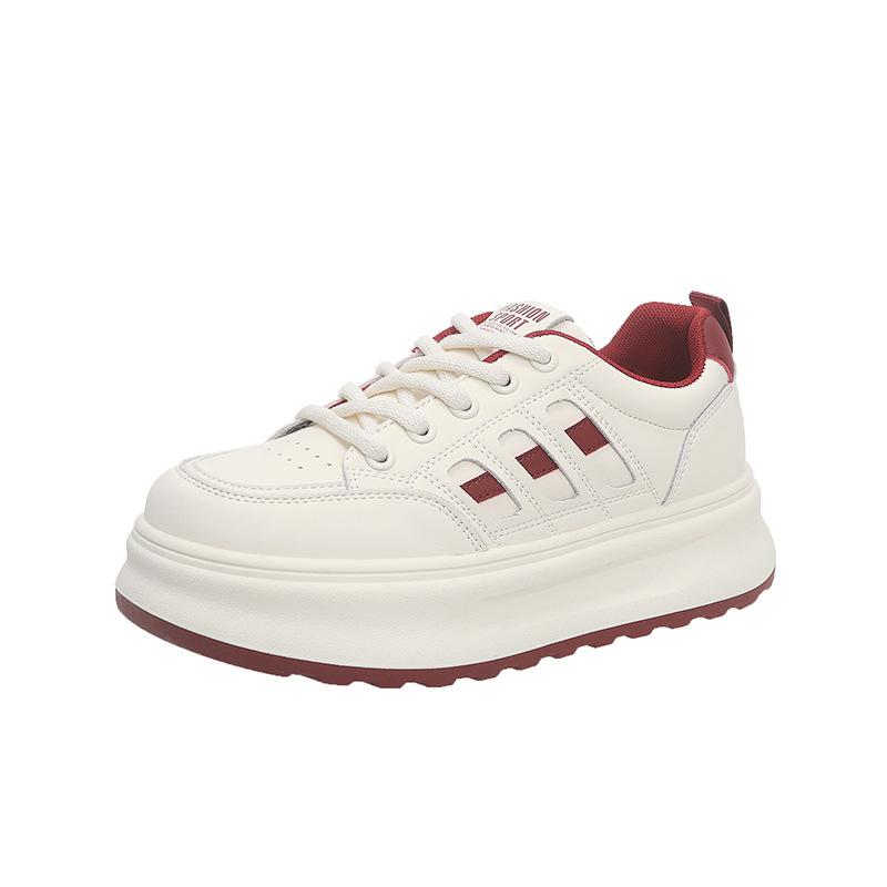 

Платформенные белые туфли женские осень 2025 новая мода универсальные модные повседневные студенческие спортивные белые туфли женская обувь 40 красный